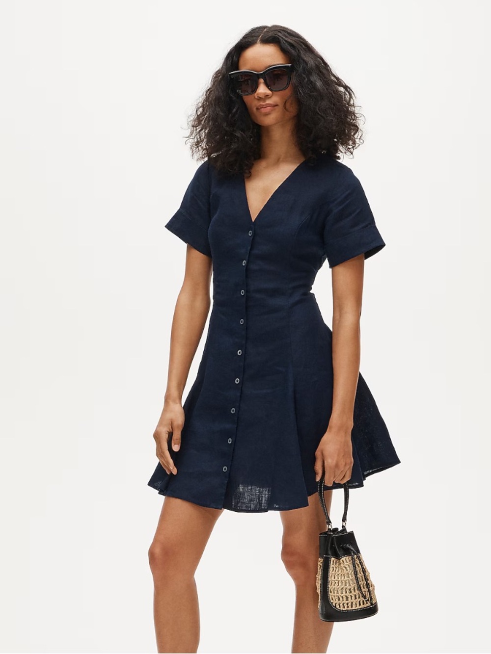 J crew navy linen dress